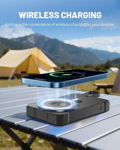10000mAh Detachable Solar Power Bank, 14W Foldable Solar Charger, 5-Port Fast Charging Portable Battery Pack, Compact & Lightweight for Hiking, Cycling, and Everyday Emergency Power