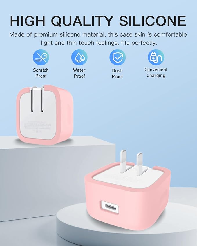 Silicone Case for Apple 40W Dynamic Power Adapter,Soft Silicone Protective Cover for Dynamic Power Adapter,Shockproof,Fall-Resistant,Pink
