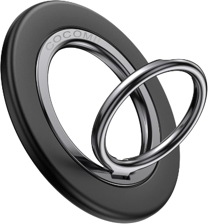COCOMII Magnetic Phone Ring Holder for MagSafe, 360° Rotation Finger Grip Stand, Matte Black