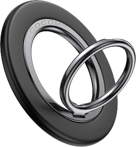 COCOMII Magnetic Phone Ring Holder for MagSafe, 360° Rotation Finger Grip Stand, Matte Black