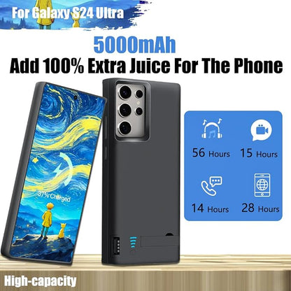 Sitong Upgraded Battery Case for Samsung Galaxy S24 Ultra, 5000mAh Rechargeable Extended Battery Charging Charger Case, Add 100% Extra Juice, Not Compatible with S24 or S24+ (6.8 inch) Black