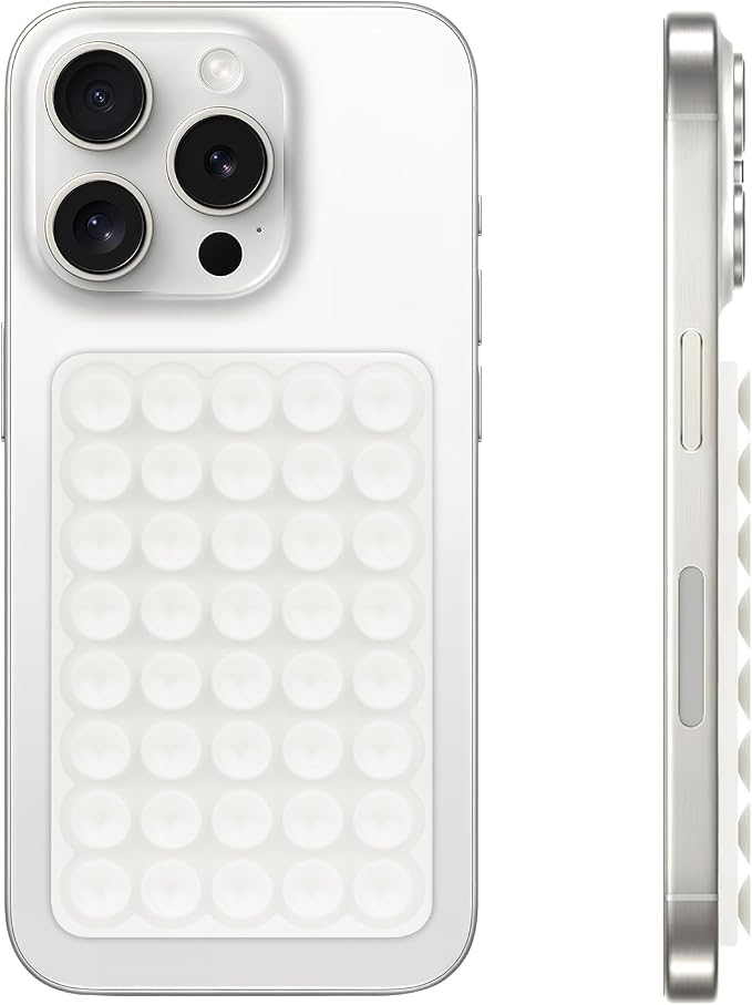 QxbBox Silicone Suction Cup Phone Case Mount, Hands-Free Strong Grip Holder for Selfies and Videos, Silicon Adhesive Phone Stand Sticky with Higher Suction Power for Cell Phone White