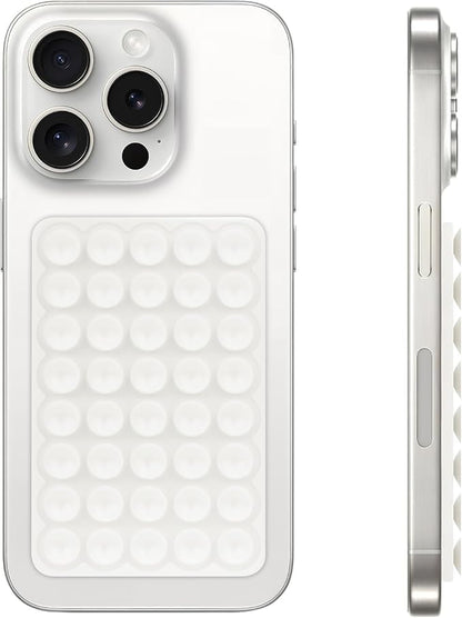 QxbBox Silicone Suction Cup Phone Case Mount, Hands-Free Strong Grip Holder for Selfies and Videos, Silicon Adhesive Phone Stand Sticky with Higher Suction Power for Cell Phone White