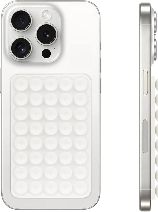 QxbBox Silicone Suction Cup Phone Case Mount, Hands-Free Strong Grip Holder for Selfies and Videos, Silicon Adhesive Phone Stand Sticky with Higher Suction Power for Cell Phone White