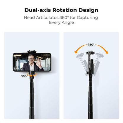K&F CONCEPT 69" Selfie Stick, Pop Open & Quick Fold Phone Tripod, 360° Rotatable Selfie Stick with 9 Button Bluetooth Remote, Cell Phone Tripod for Travel, Live Streaming, Vloggers