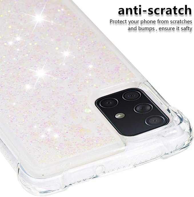 Glitter Phone Case für Galaxy A71 Women, Bling Flowing Liquid Case Bumper Protective Cover TPU Silicone Shockproof Back Case Transparent Hard Case Anti Yellowing Compatible with Samsung Galaxy A71