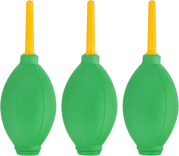 PATIKIL Soft Tip Air Blower Dust Blaster, 3 Pcs Rubber Bulb Air Pump Dust Blower Cleaner Cameras Lens Cleaning Tool with Long Nozzle for Camera Lens Computer Keyboard, Green/Yellow