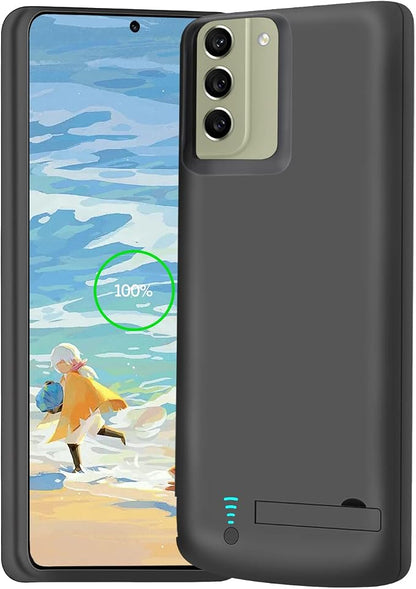 Battery Case for Samsung Galaxy S21 FE 5G, 5000mAh Rechargeable Extended Battery Charging Charger Case, Add 100% Extra Juice, Not Compatible with Galaxy S21 (6.4 inch) Black