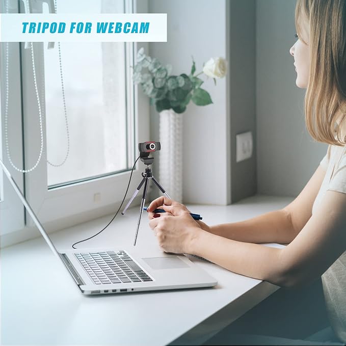 Mini Tripod for Webcam and Phone, 4-9 inch Metal Extendable Webcam Stand with Phone Holder, Tabletop Tripod