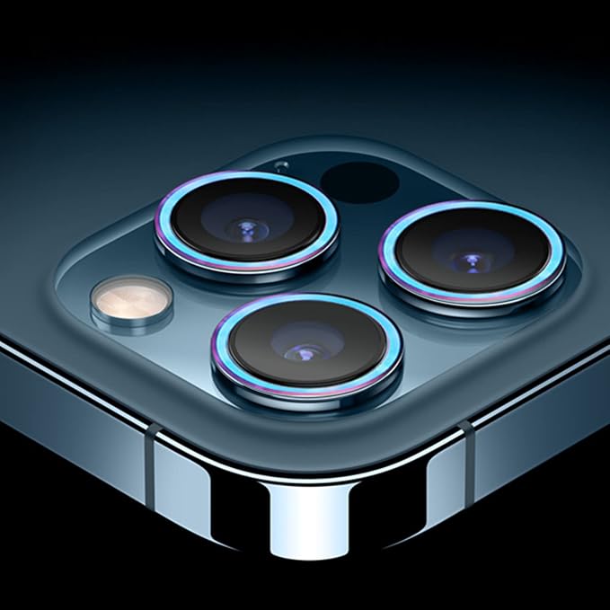 SUWEI Camera Lens Protector,for iPhone 11/12/12mini,Aluminum Alloy Lens Ring Cover,Screenprotector Lens Shield, Precise Positioning of The Lens Mounting Plate, Dazzling Colors.(11/12/12mini)