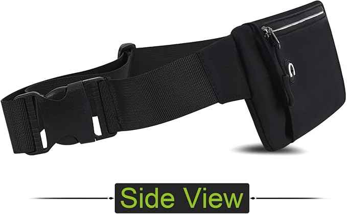 Lightweight Running Belt for Phone with Waterproof Fanny Pack, Adjustable Buckle, and Earphone Port - Store Essentials Snugly for Fitness, Cycling, and Travel, Black, One Size, Sport, XYB-1