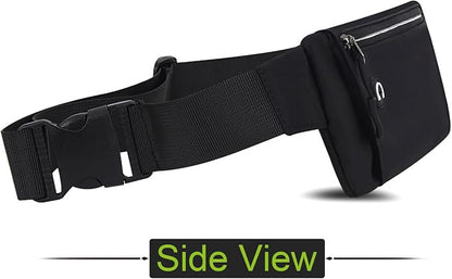 Lightweight Running Belt for Phone with Waterproof Fanny Pack, Adjustable Buckle, and Earphone Port - Store Essentials Snugly for Fitness, Cycling, and Travel, Black, One Size, Sport, XYB-1