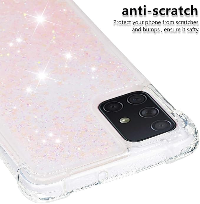 Transparent Liquid Case für Galaxy A71 Silver, Gel Silicone Phone Case Glitter Floating Liquid Cover Ultra Slim Bumper Case Sparkly Back Case Resistant Hard Compatible with Samsung Galaxy A71