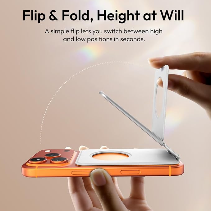 ULANZI PS01 Magnetic Phone Tripod Stand, 2 in 1 Foldable Cell Phone Stand with Card Holder, Adjustable Desktop Phone Tripod Foldable Free Heights Adjustment Selfie Stick for iPhone/Desk/Plane/Travel