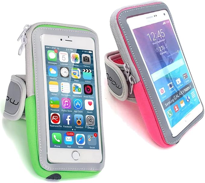 LENPOW 2 Pack Multifunctional Outdoor Sports Armband Sweatproof Running Armbag Casual Arm Package Bag Gym Fitness Cell Phone Bag Key Holder for iPhone 17 16 15 13 Max Pro Plus Samsung Galaxy Note S25