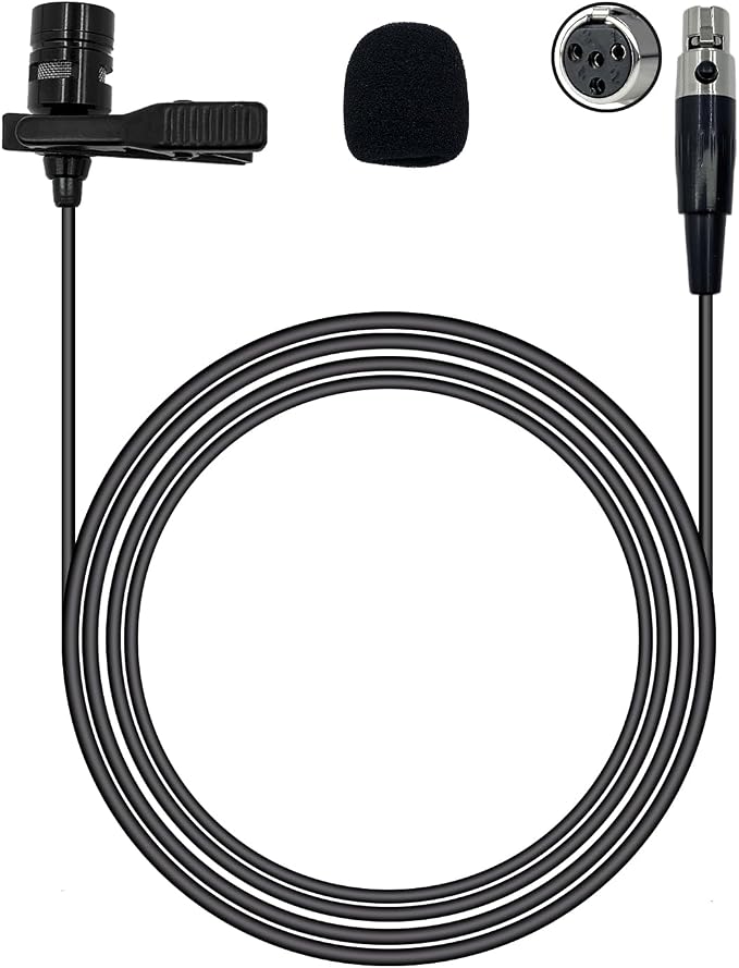 Lavalier Lapel Microphone Compatible with Shure KCX, PGX, BLX, SLX, GLX, ULX, QLX, FP, L1, LX1, SC1, U1, UC1, UT1, T1 Wireless Transmitter Unidirectional Condenser Mic (Mini XLR TA4F 4 Pin Plug)