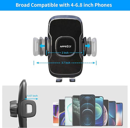 APPS2Car 14'' Gooseneck Car Phone Holder,Heavy Duty Phone Holder for Truck, [Flexibile Long Arm] [Anti Shake stabilizer] Windshield Car Phone Mount Suction Cup,Fit for iPhone, Samsung (Mirror Black)