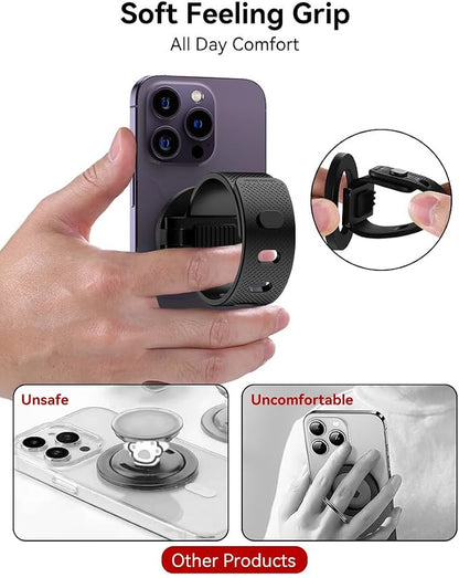 Magnetic Phone Holder for Stroller, Strong Magnetic Bar Phone Mount for Bike, Gym Treadmill with Adjustable Strap, 17 N52 Magnets & Magsafe Phone Holder Fit for iPhone 12-17 Series