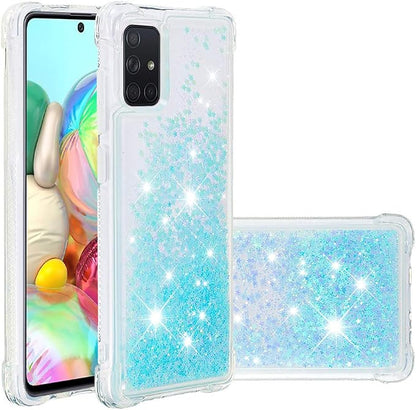 Bling Protective Case für Galaxy A71 Women, Slim Floating Liquid Phone Cover Silicone Bumper Case Transparent Shockproof Cover TPU Case Yellowing-Resistant Cases Compatible with Samsung Galaxy A71