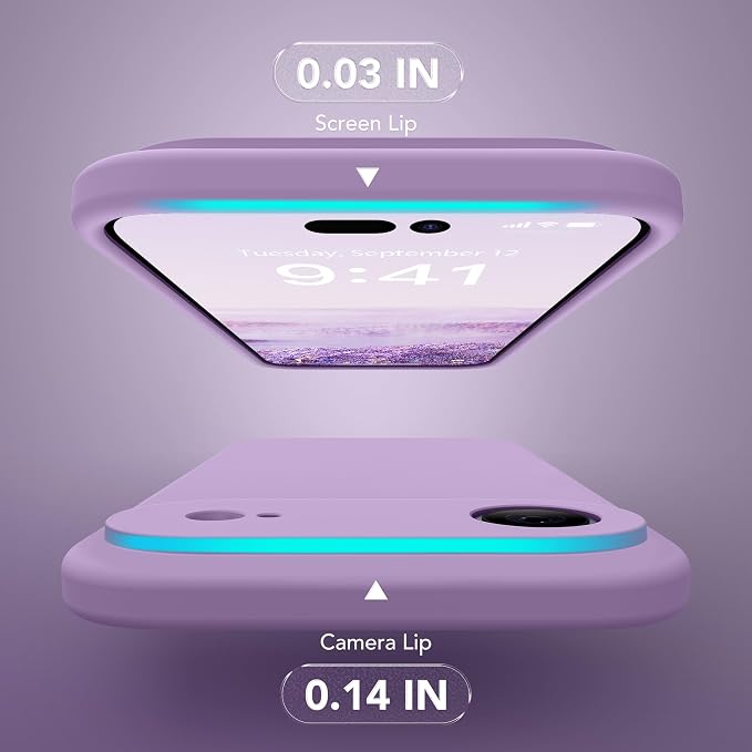 Magnetic for iPhone Air Case, Compatible with MagSafe, [Full Camera Protection][Screen Protector] Silicone Shockproof Protective Phone Case for iPhone 17 Air 6.5", Light Purple