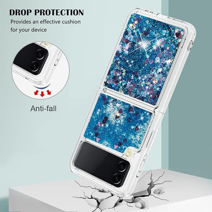 Floating Case Glitter Compatible with Samsung Galaxy Z Flip 4 5G, Bling Liquid Sparkly Colorful Gel Case Clear Waterfall Soft TPU Bumper Shell Shockproof Case Compatible with Samsung Galaxy Z Flip 4