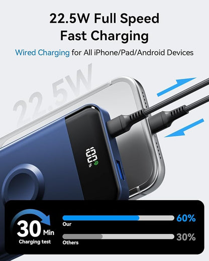 for Magsafe Portable Charger, 10000mAh 22.5W Power Bank for iPhone 17/16/15/14/13/12, Travel Essentials Wireless Magnetic Battery Pack Fast Charging for Apple Watch Ultra/11/10/9/8/7/6/SE,Navy