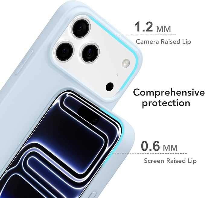 for iPhone 17 Pro Case Silicone Compatible with Magsafe Case, Ultra Slim Thin Magnetic Phone Cases Mag Safe, Cute Soft Rubber Gel TPU Matte Plain Wireless Charging Cover for Women, Light Blue