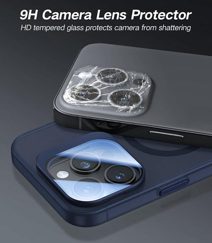 for iPhone 15 Pro Max Case with Camera Cover Stand [Built-in 9H Camera Lens Protector][Fit for Magsafe] Military Grade Shockproof Translucent Matte Magnetic Phone Case 6.7", Blue