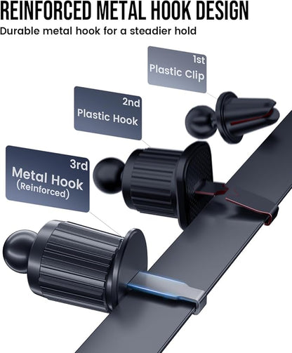 Delobon Phone Holders for Your Car [One-Button Release] Car Phone Mount 360° Adjustable Vent Cell Phone Holder for iPhone 17 Pro Max 16 15 Samsung S25 S24