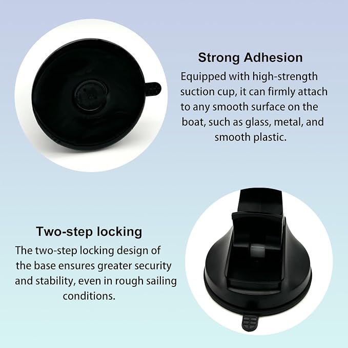 Boat Phone Holder, Suction Cup Boat Cell Phone Mount Marine Dashboard Universal Desk Waterproof Heavy Duty Holder for Boating Kayak Sailing Marine Marina for iPhone Samsung Google All Smartphones