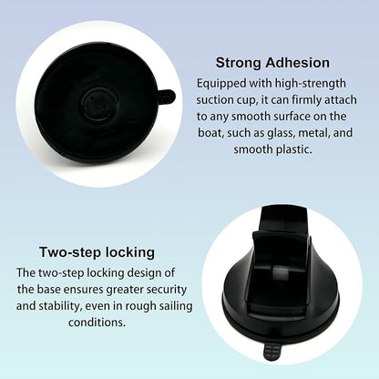 Boat Phone Holder, Suction Cup Boat Cell Phone Mount Marine Dashboard Universal Desk Waterproof Heavy Duty Holder for Boating Kayak Sailing Marine Marina for iPhone Samsung Google All Smartphones