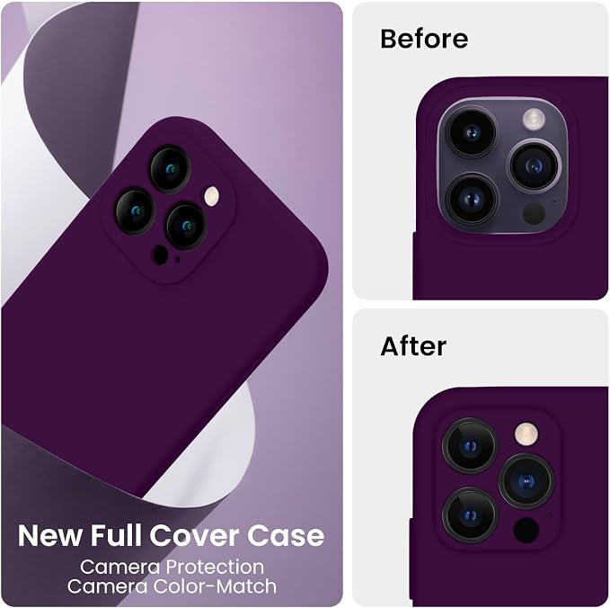 FireNova Designed for iPhone 14 Pro Max Case, Silicone Upgraded [Camera Protection] Case, Soft Anti-Scratch Microfiber Lining Inside, 6.7 inch, Wine Red