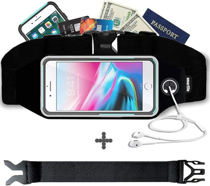 Fanny pack, Running Belt, Waist Bag Women & Men for iPhone 13 12 11 Pro Max/XR/XS Max/X/XS/8 7 6 6S Plus, for Samsung Galaxy S/Note, All Mobiles up to 6.7'',Gym Workout Fitness Gear-Black