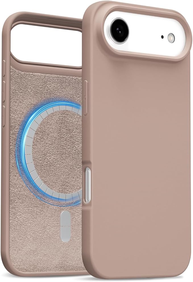 for iPhone 17 Air Case Silicone Compatible with Magsafe Case, Ultra Slim Thin Magnetic Phone Cases Mag Safe, Cute Soft Rubber Gel TPU Matte Plain Wireless Charging Cover for Women, Brown