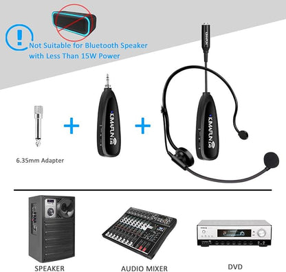 KIMAFUN Wireless Microphone System, 2.4G Wireless Headset and Lavalier Lapel Microphones for iPhone, Android Phone, Laptop and Speaker, Designed for Teaching, Recording, Vlog, Broadcast, G102-3