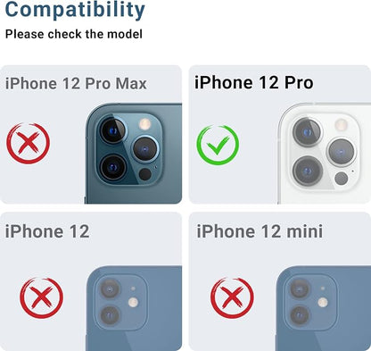 AFARER [2 Pack Camera Lens Protector for iPhone 12 Pro,Ultra HD Lens Camera Protector,9H Hardness,Metal Tempered Glass Len Cover,Anti-Scratch,Case Friendly for iPhone 12 Pro(Purple)