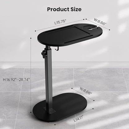 Bamboo Bathtub Tray Table with Adjustable Height,Freestanding Bath Caddy Side Table， Tub Shelf with Wine Glass Phone Holder, Suitable for Luxury Spa ，House Warming Gift and Bathing Reading（Black）