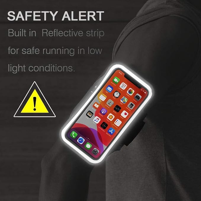 iPhone 17 16 Pro Armband, JEMACHE Gym Workouts Running Arm Band for iPhone 17/16/15/14/13/12 Pro (Black)