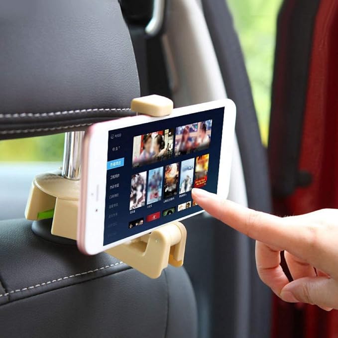 Smartphone Car Holder Universal Car Headrest Seat Back Phone Holder Bag Purse Storage Hook Hanger - Beige