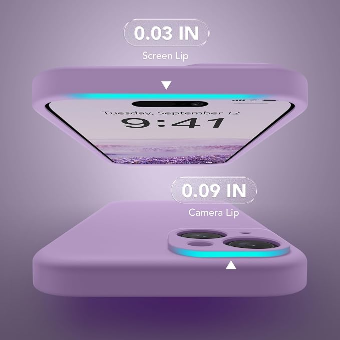 Magnetic for iPhone 14 Case, Compatible with MagSafe, [Full Camera Protection][Screen Protector] Silicone Shockproof Protective Phone Case for iPhone 14 6.1 inch, Light Purple