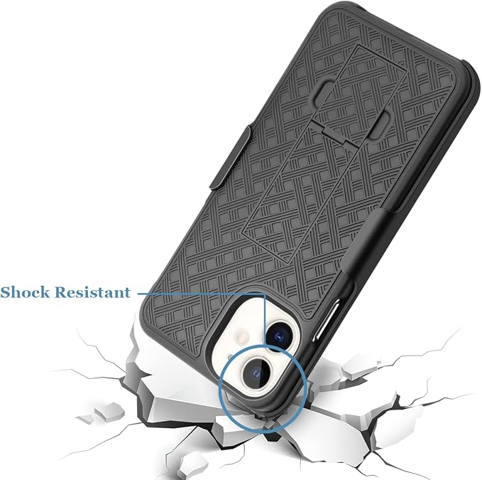 Fingic iPhone 11 Case - Slim Combo Shell with Kickstand & Swivel Belt Clip Holster - Rugged Protective Cover for Apple iPhone 11 6.1 inch 2019 - Black