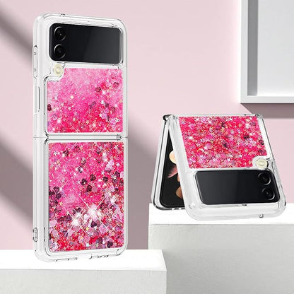 Glitter Case Compatible with Samsung Galaxy Z Flip 4, Girls Women Bling Liquid Floating Sparkle Quicksand Shockproof TPU Waterfall Slim Silicone Cover Bumper Compatible with Samsung Galaxy Z Flip 4