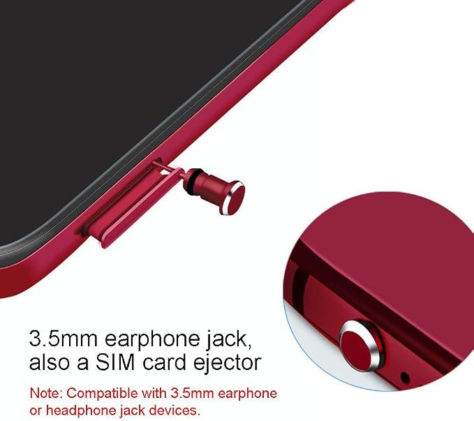 USB C Port Dust Cover Plug Cap 2 Metal Anti Dust Protectors for Smartphone MacBook Pro Air Charging Port Compatible with Samsung Galaxy S24 S23 S22 S21(Red)