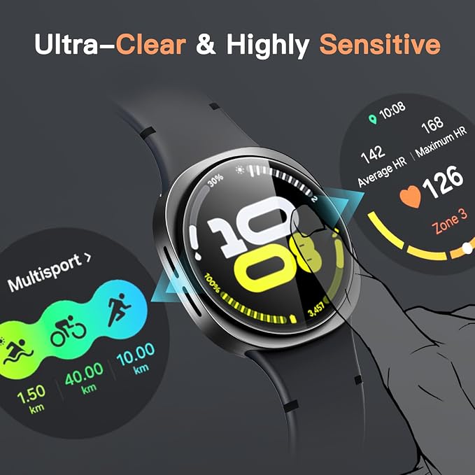 JETech Screen Protector for Samsung Galaxy Watch 9/8 40mm, 3-Pack | Tempered Glass Protection, HD Clear, Anti-Scratch Design