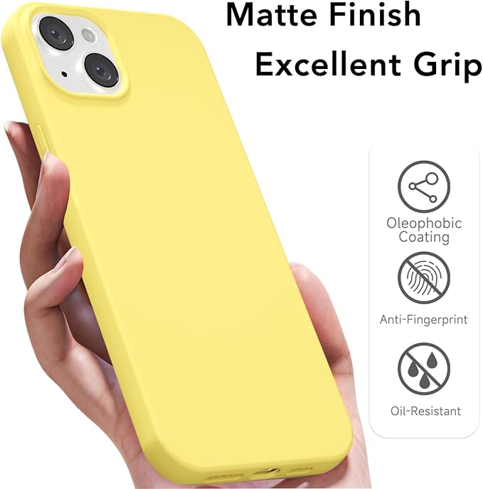 for iPhone 14/ iPhone 13 Case Silicone Compatible with Magsafe Case, Ultra Slim Thin Magnetic Phone Cases Mag Safe, Cute Soft Rubber Gel TPU Matte Wireless Charging Cover for Women, Yellow