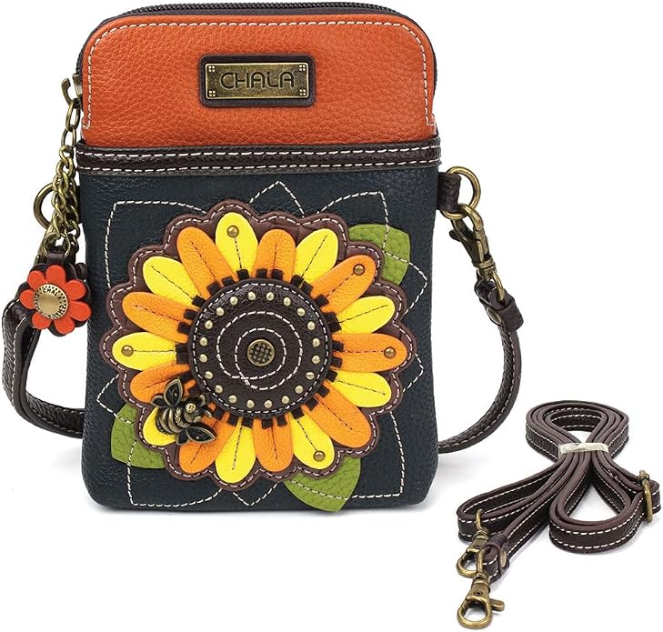 CHALA Plant Life Collection Cell Phone Crossbody Purse-Women PU Leather/Canvas Multicolor Handbag with Adjustable Strap