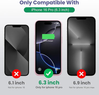 Battery Case for iPhone 16 Pro, [2025 Upgraded] 7500mAh Ultra-Slim Portable Smart Charging Case Rechargeable Protective Extended Charging Cover Only for iPhone 16Pro Battery Pack (6.3 Inch), Pink