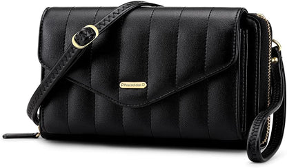 Peacocktion Crossbody Bags for Women RFID Wristlet Wallets Travel Vegan Leather Small Clutch Purses with Phone Pocket Zipper