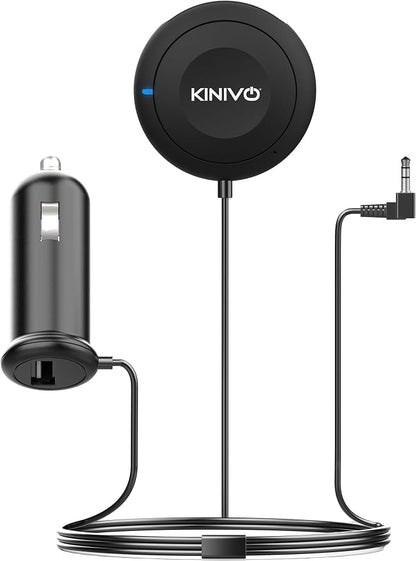 Kinivo BTC450 Bluetooth Car Kit (Hands-Free, AUX Bluetooth Adapter for Cars with Ground Loop Noise Isolator, 3.5mm Aux Input, Apt-X)