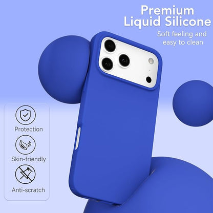for iPhone 17 Pro Case Silicone Compatible with Magsafe Case, Ultra Slim Thin Magnetic Phone Cases Mag Safe, Cute Soft Rubber Gel TPU Matte Plain Wireless Charging Cover for Women, Royal Blue